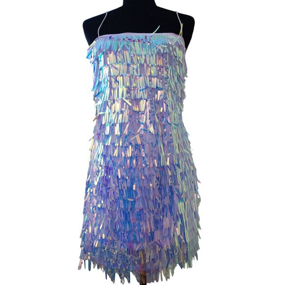 Holiday Beaded Fringes Luxury Designer Runway Cocktail Evening Party Prom Dress - Picture 15 of 16